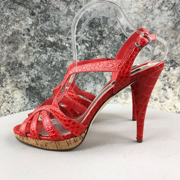 WHITE HOUSE BLACK MARKET Women's 9.5M Red Hawaii Croc Embossed Patent Heels - Picture 3 of 14